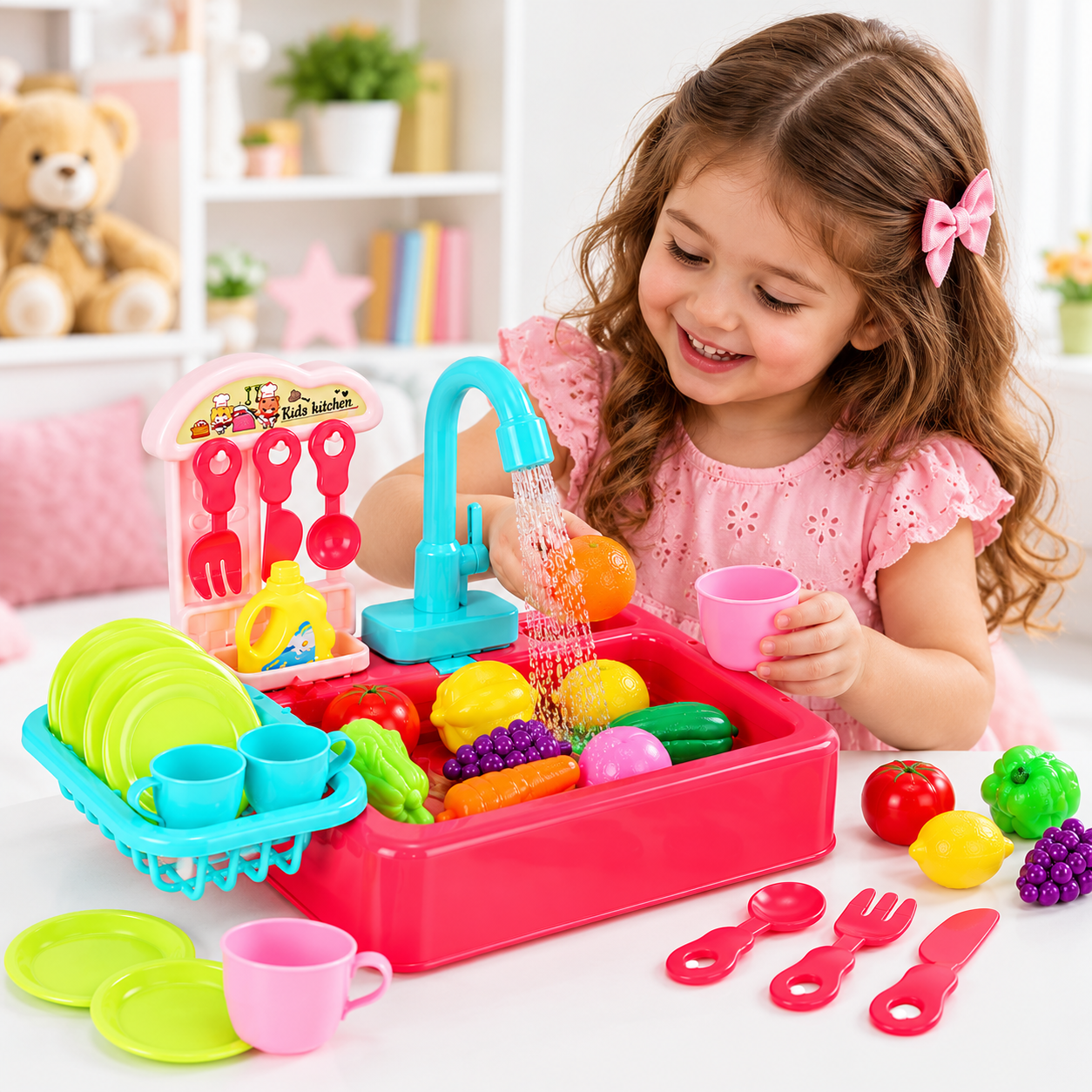 Kids Interactive Kitchen Sink Playset